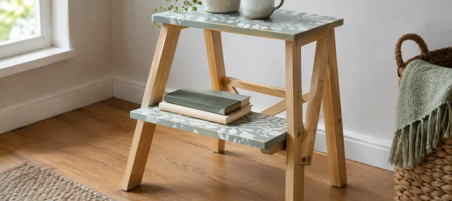Trittleiter als Beistelltisch selbst bauen und individuell gestalten