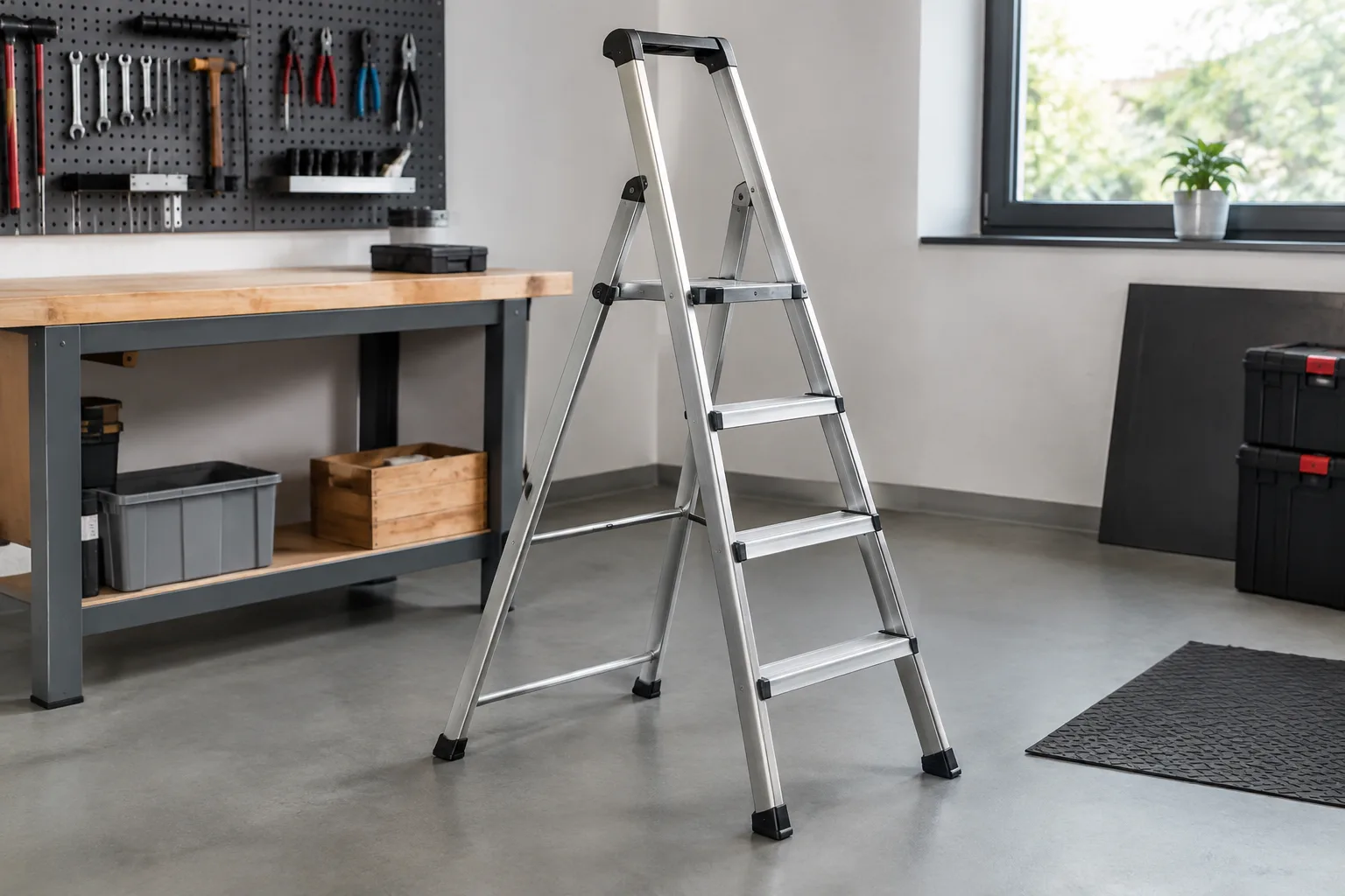 Trittleiter sicher nutzen: Regeln fuer Standfestigkeit, Belastung und Arbeitshoehe